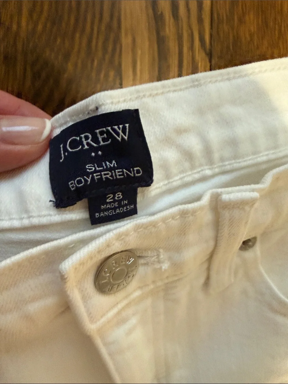 J Crew White Distressed Knee Jeans
